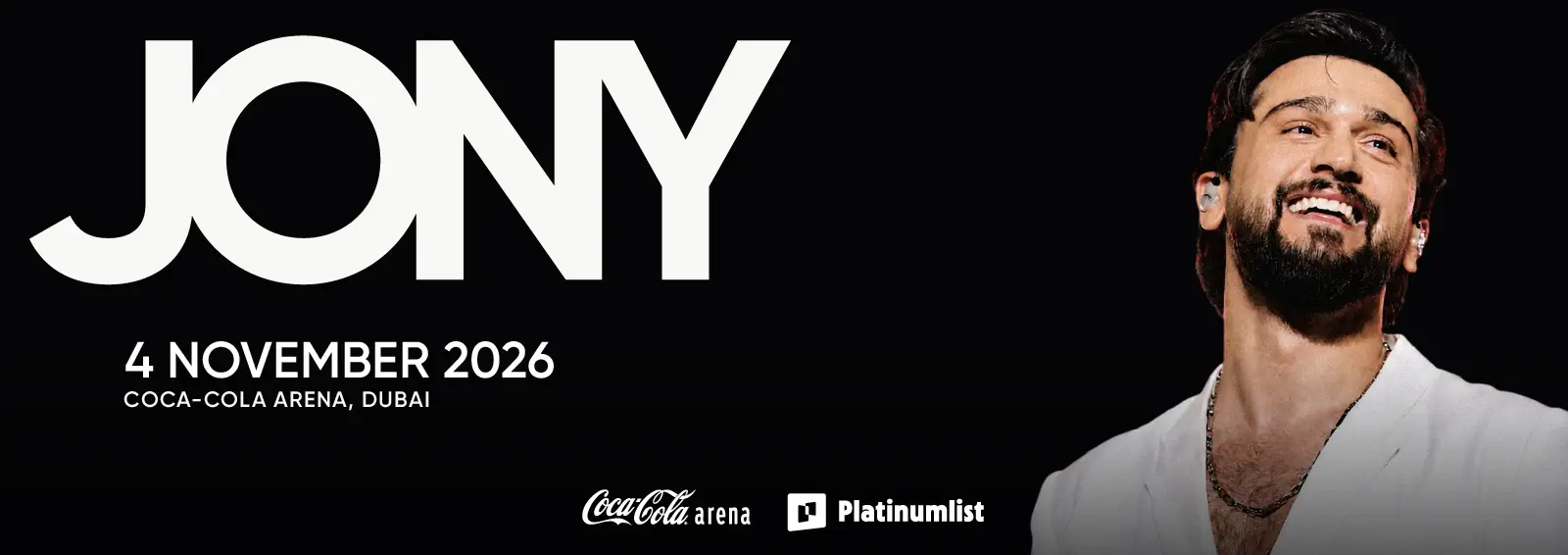 Афиша концерта JONY - 4 ноября 2026 года, Coca-Cola Arena.