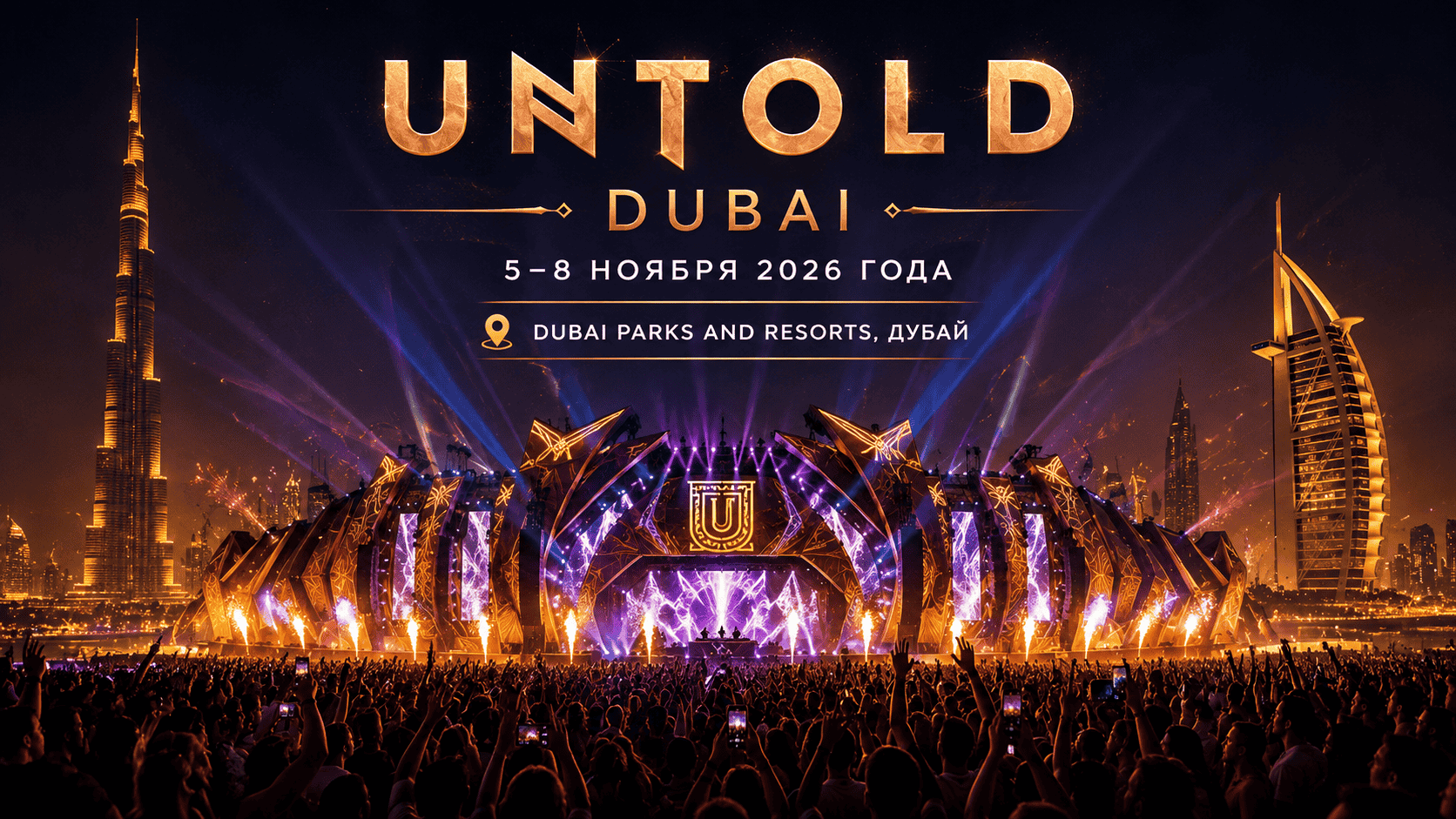 UNTOLD Dubai &mdash; 5&ndash;8 ноября 2026 года Dubai Parks and Resorts, Дубай.